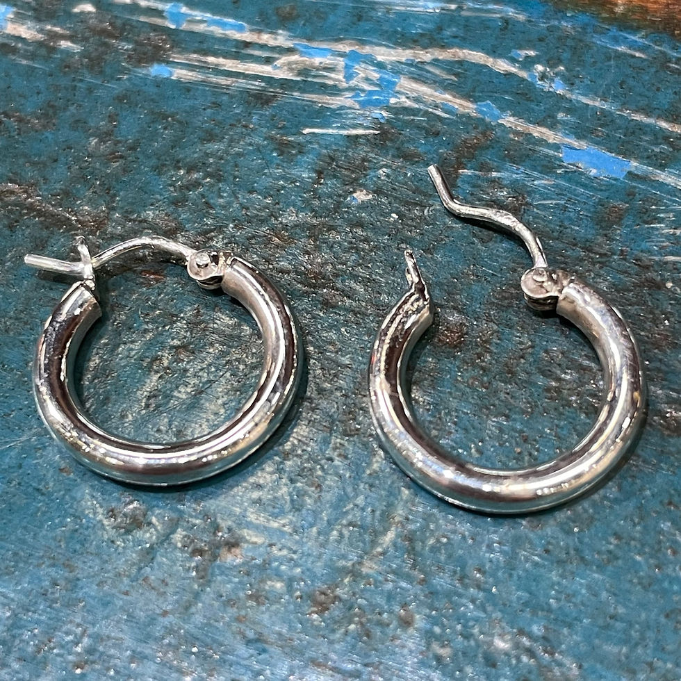 Thumbnail: Small sterling silver snap hoop 2.5 x 15mm