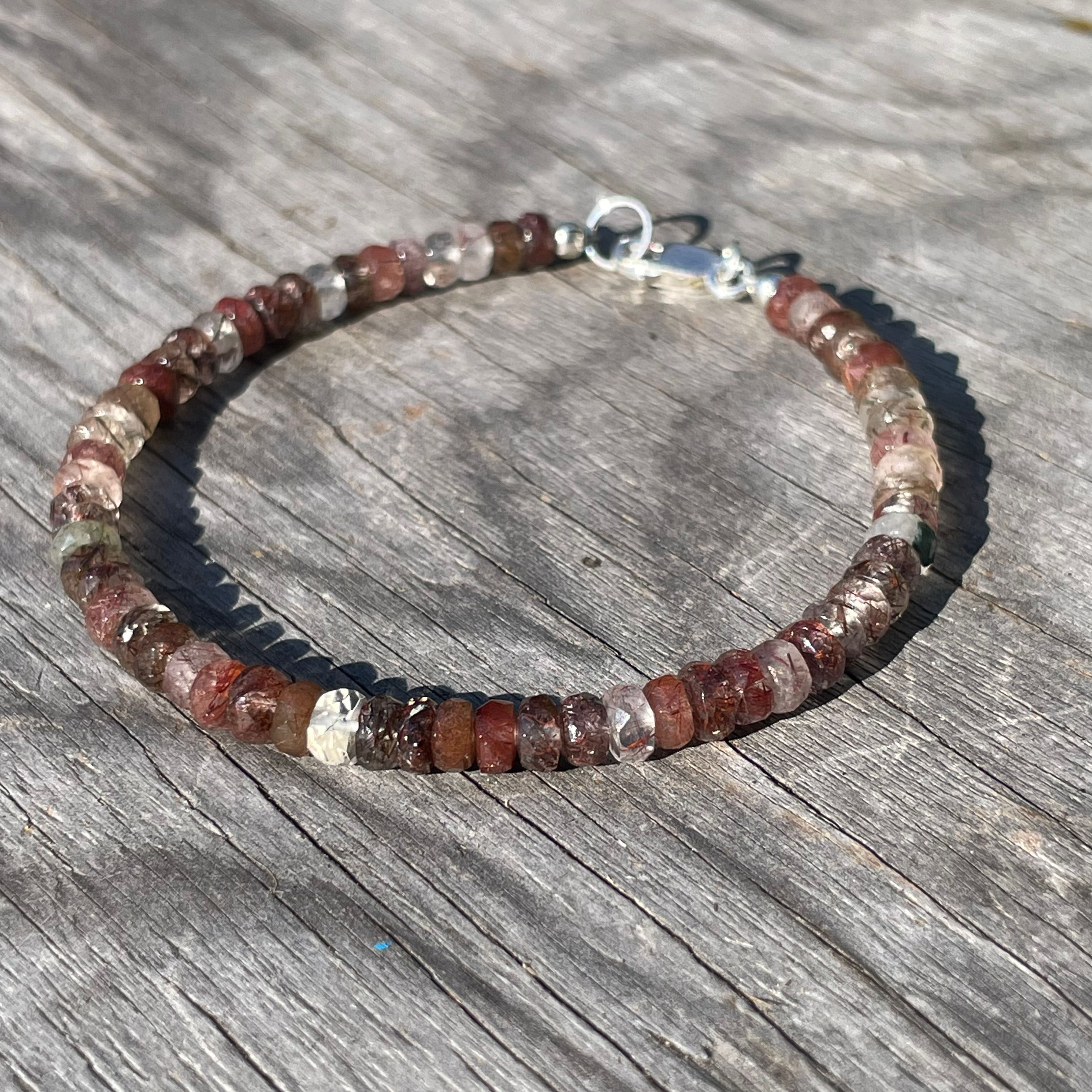 Red rutile quartz bracelet 7 1/4