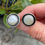 Thumbnail: Silver coin pearl studs with oxidized background