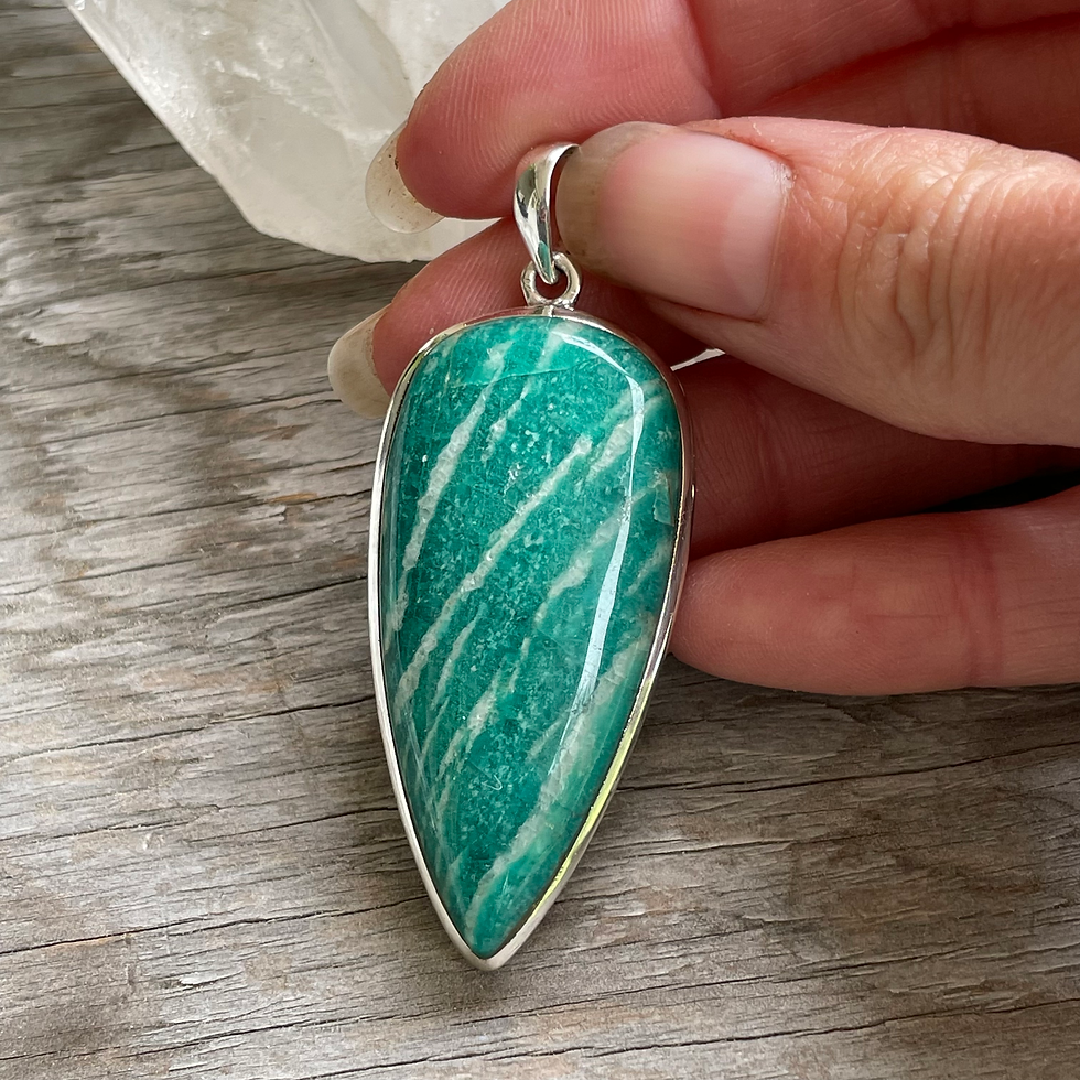 Thumbnail: Long teardrop large amazonite pendant