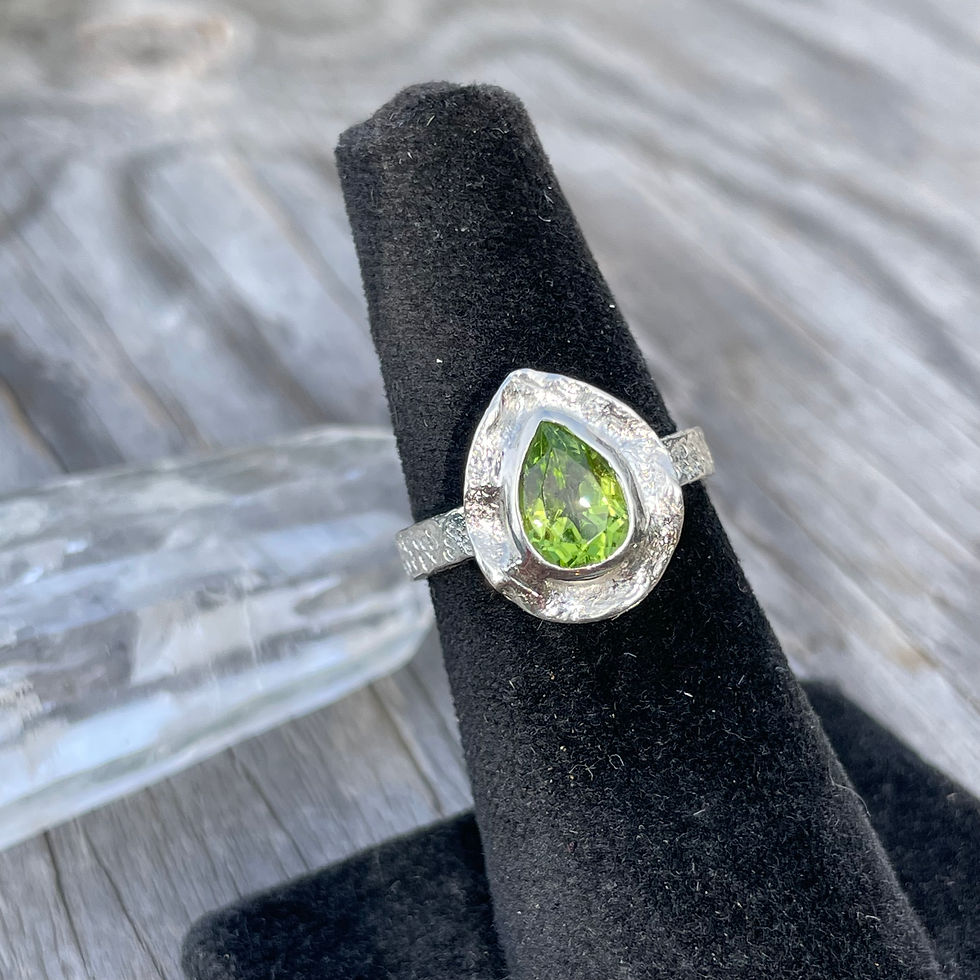 Thumbnail: Marija Designs Teardrop Peridot Signature Setting Ring
