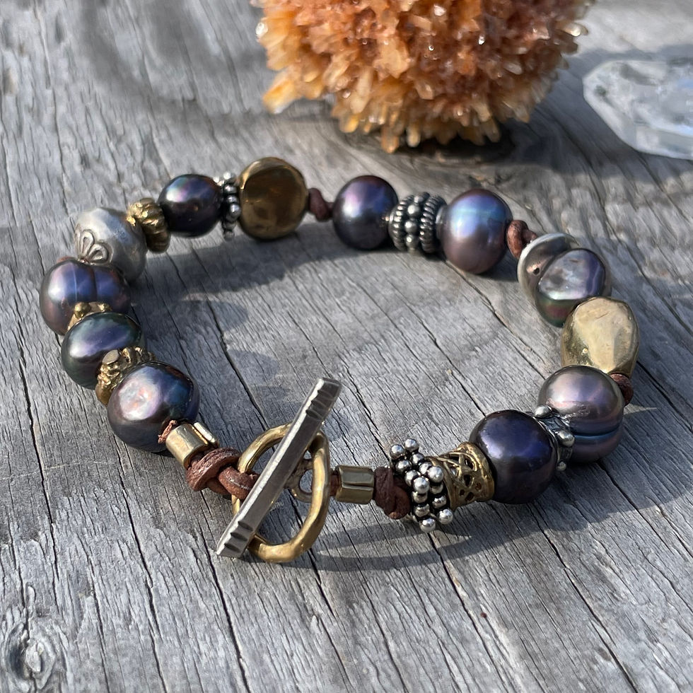 Thumbnail: GenVie Designs blue freshwater pearl bracelet