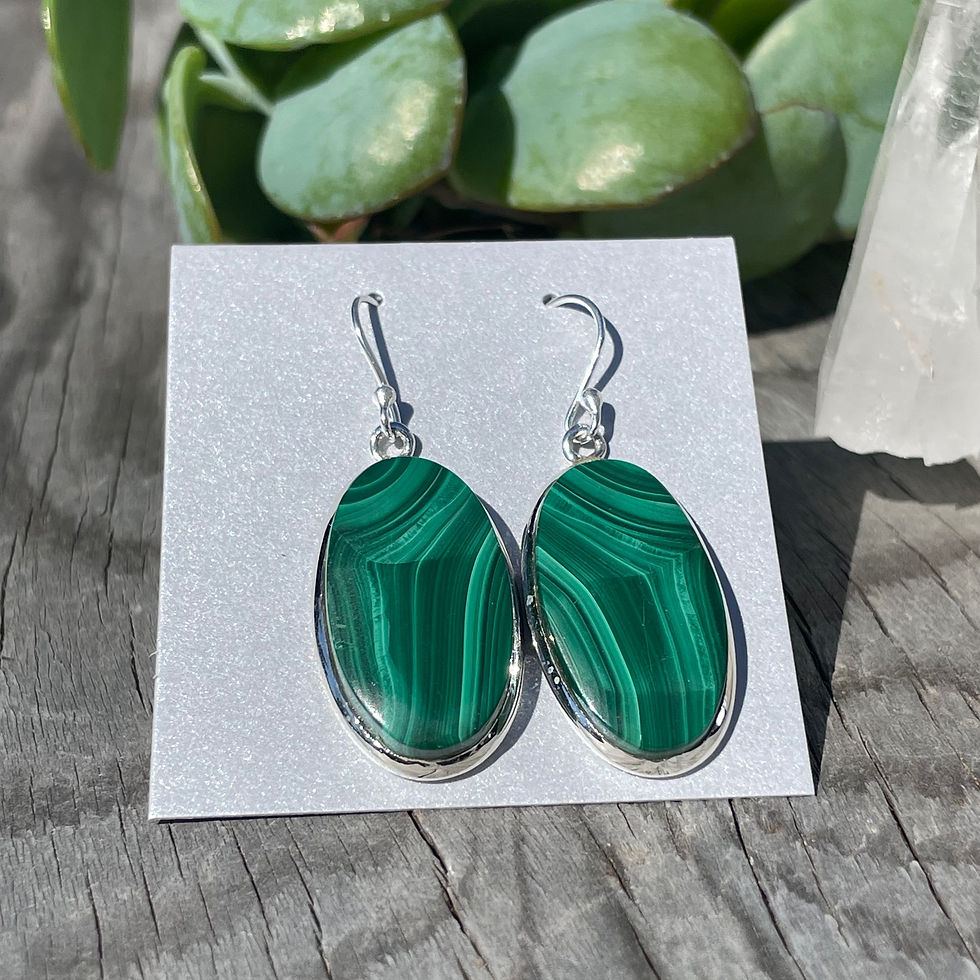 Thumbnail: Malachite large oval earrings 