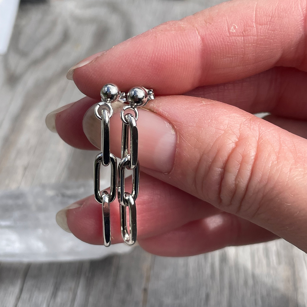 Thumbnail: Silver paperclip stud earrings