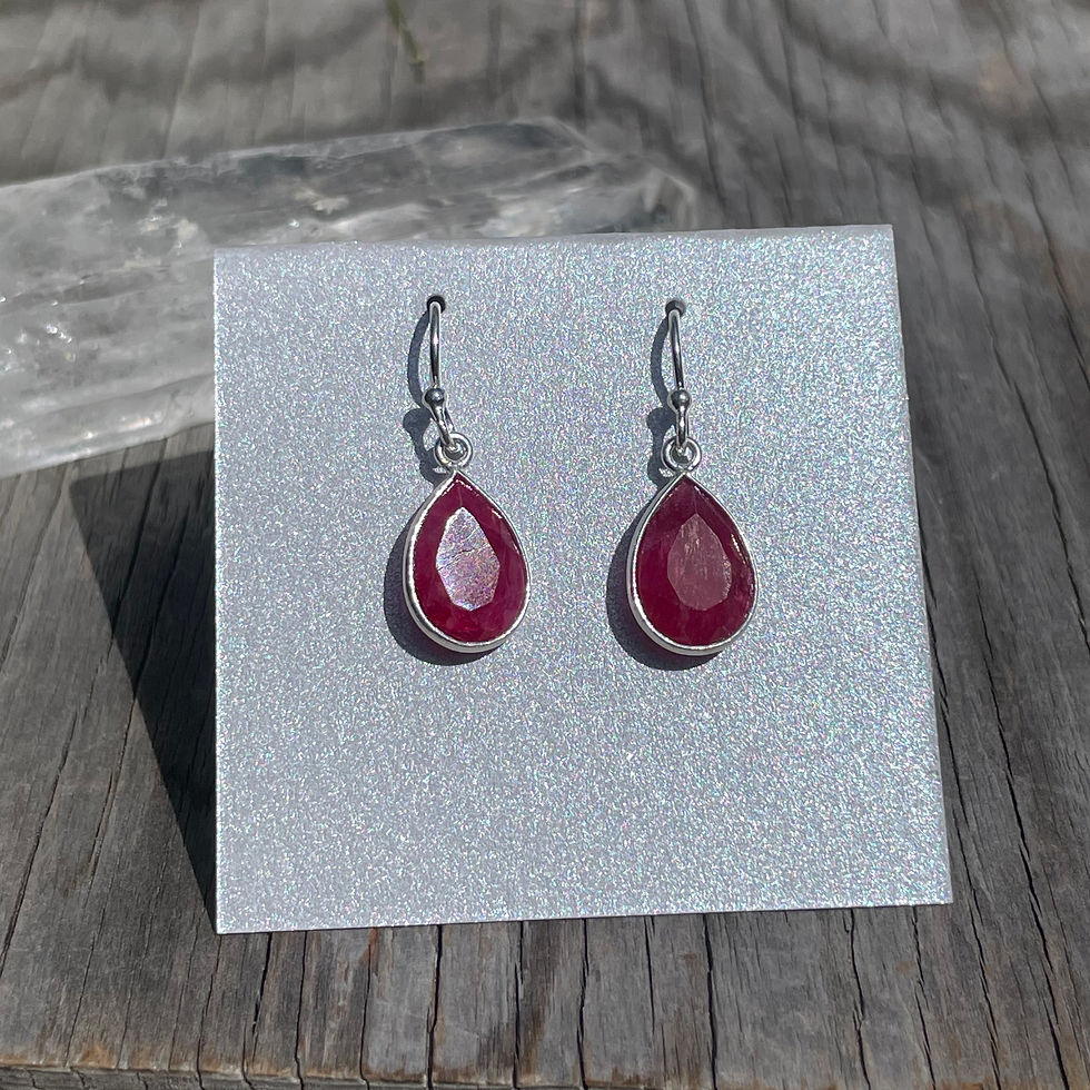 Thumbnail: Ruby teardrop faceted earrings 