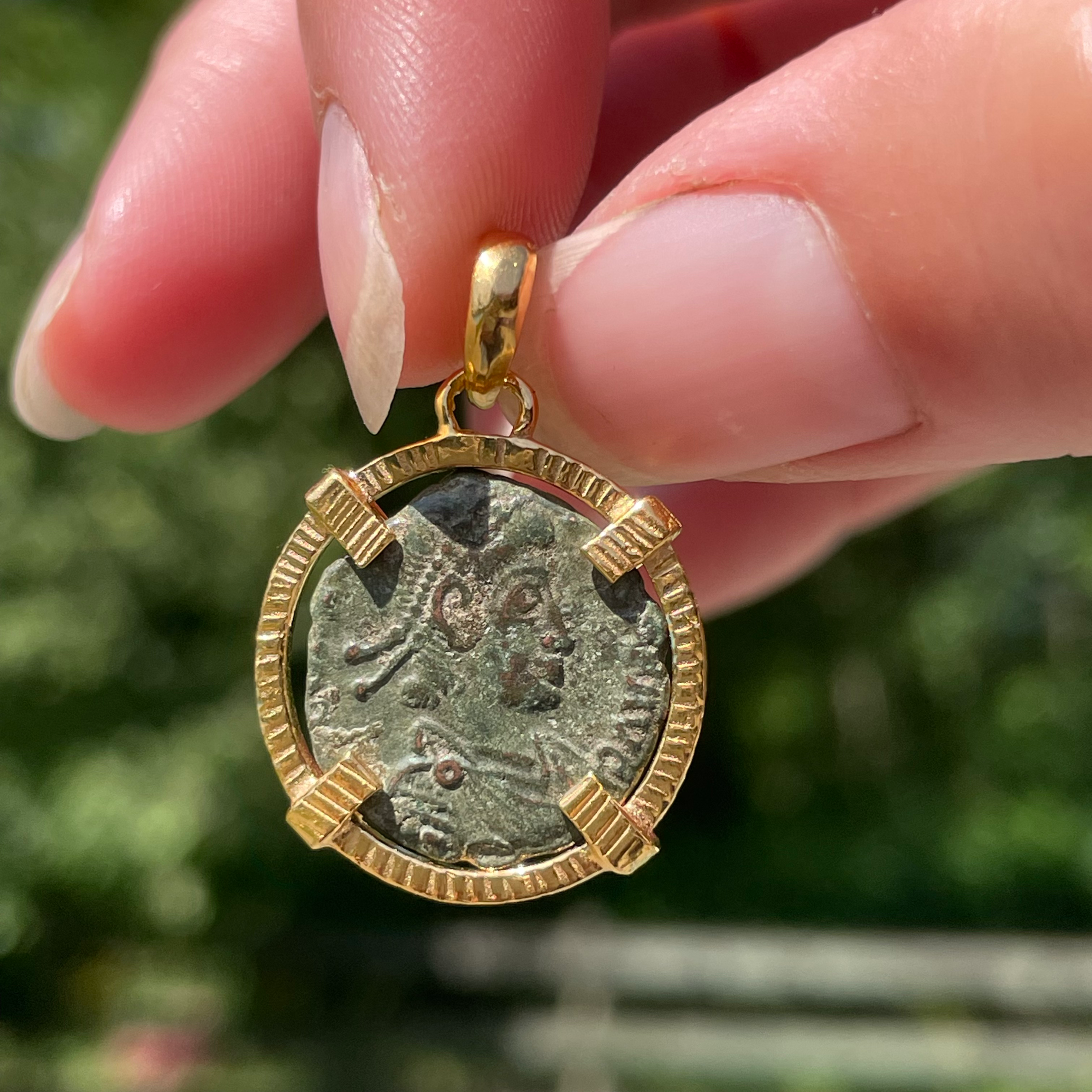 Constantine II ancient coin gold filled setting