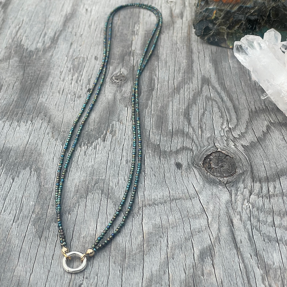 Thumbnail: Green blue titanium coated spinel enhancer necklace