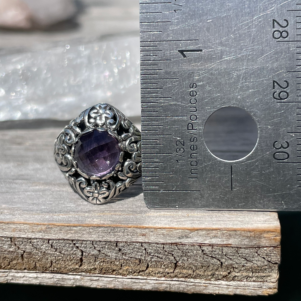 Thumbnail: Amethyst rose cut floral motif ring