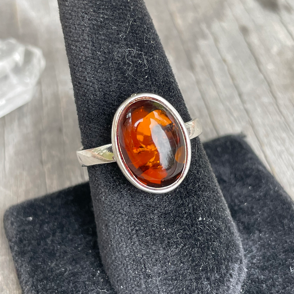 Thumbnail: Small oval amber ring