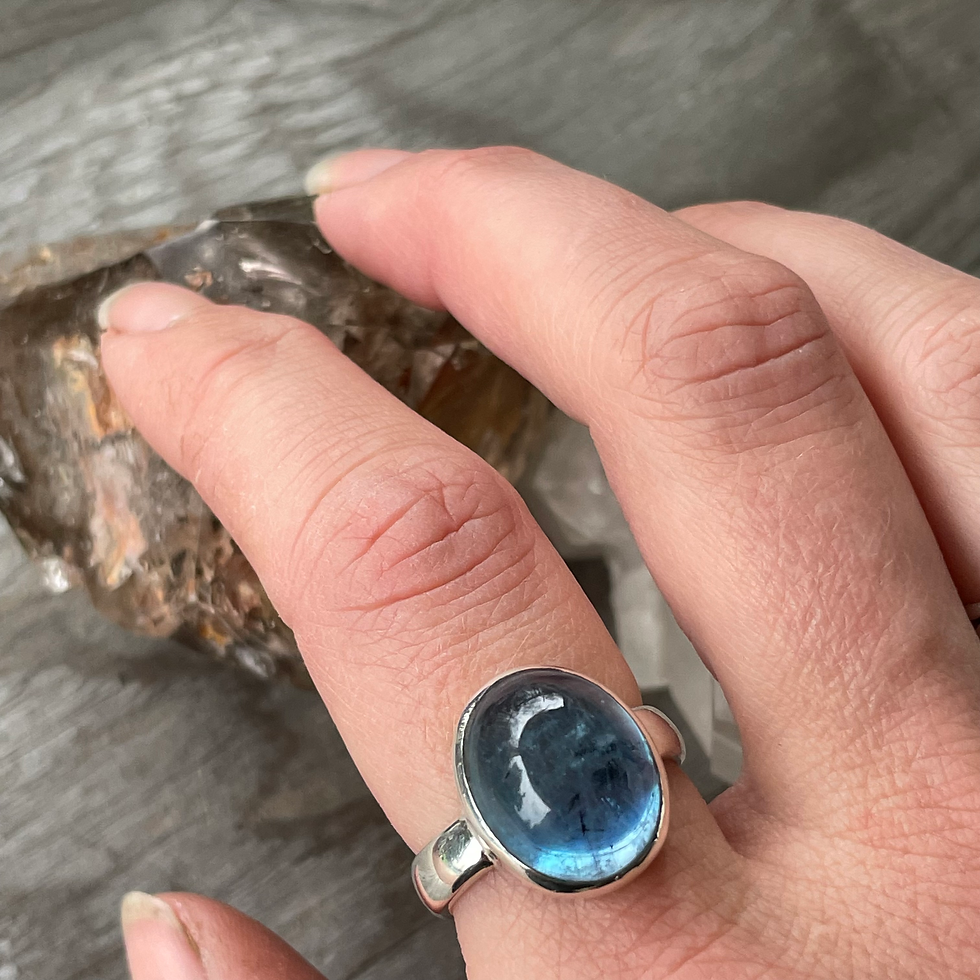 Thumbnail: Oval aquamarine cabochon ring