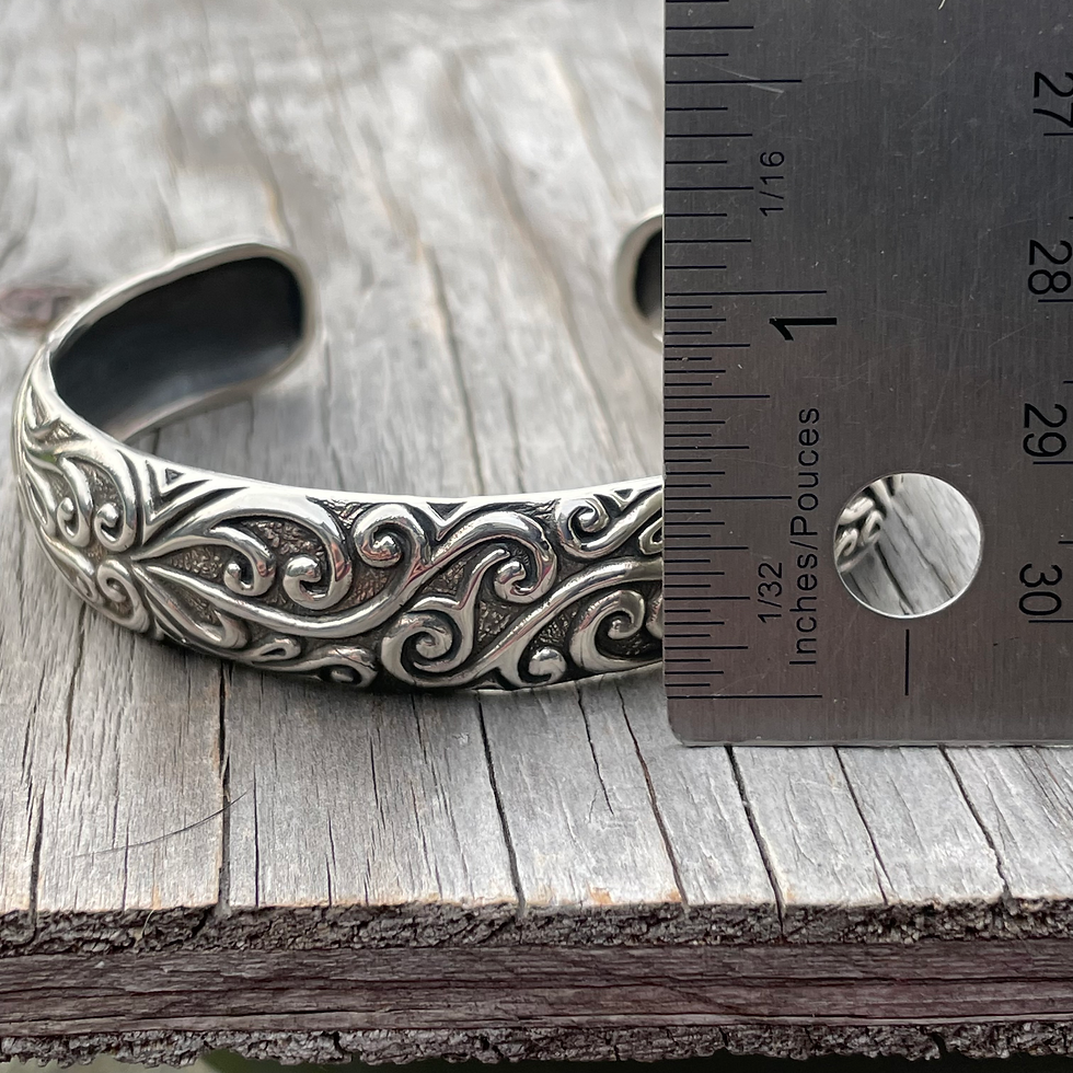Thumbnail: Detailed oxidized silver cuff bracelet