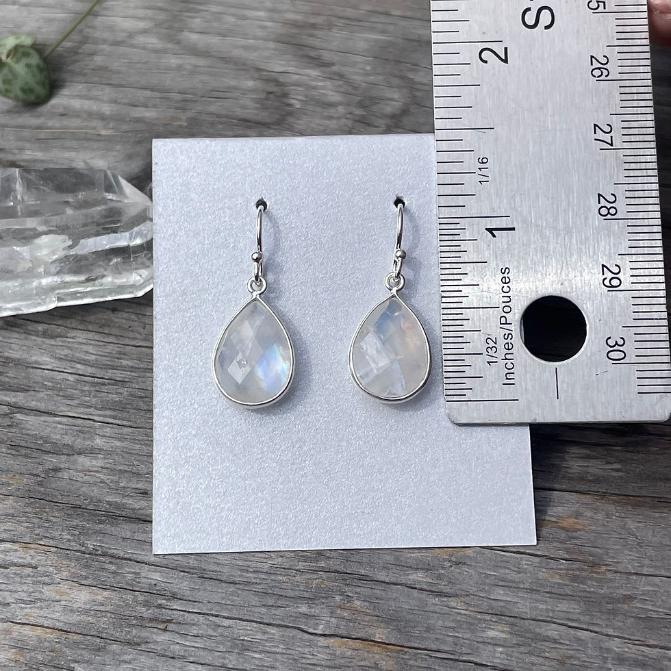Thumbnail: Moonstone large teardrop faceted earrings
