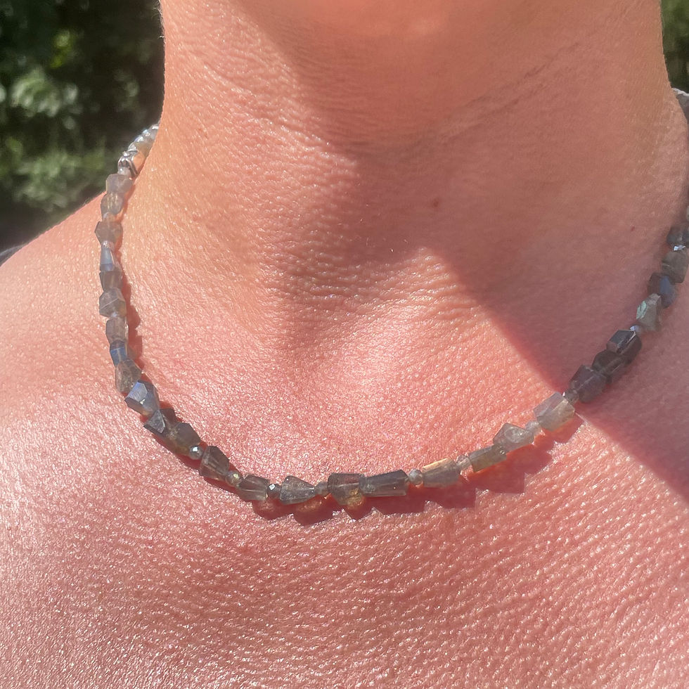 Thumbnail: Labradorite funky faceted beads necklace