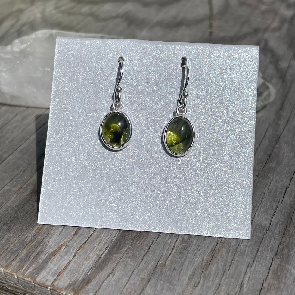 Thumbnail: Green tourmaline oval earrings