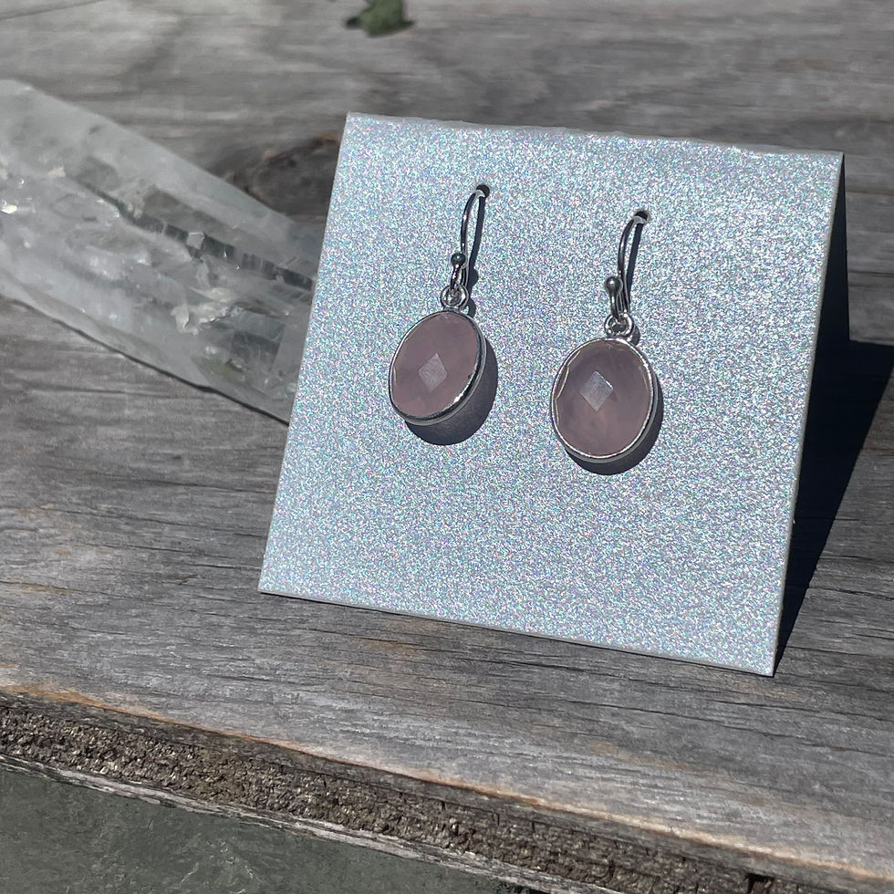 Thumbnail: Rose quartz oval earrings