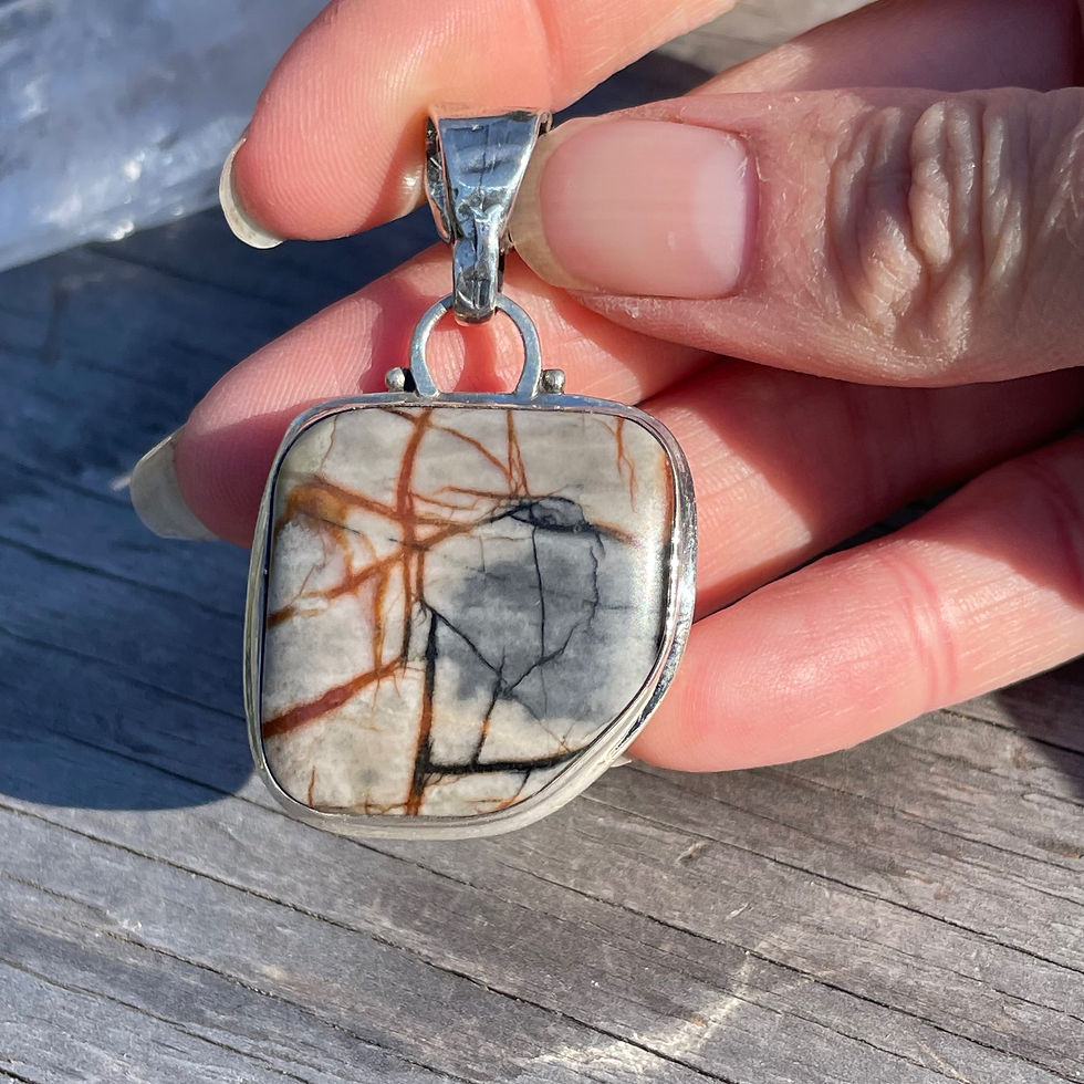 Thumbnail: Saville freeform spiderweb jasper pendant