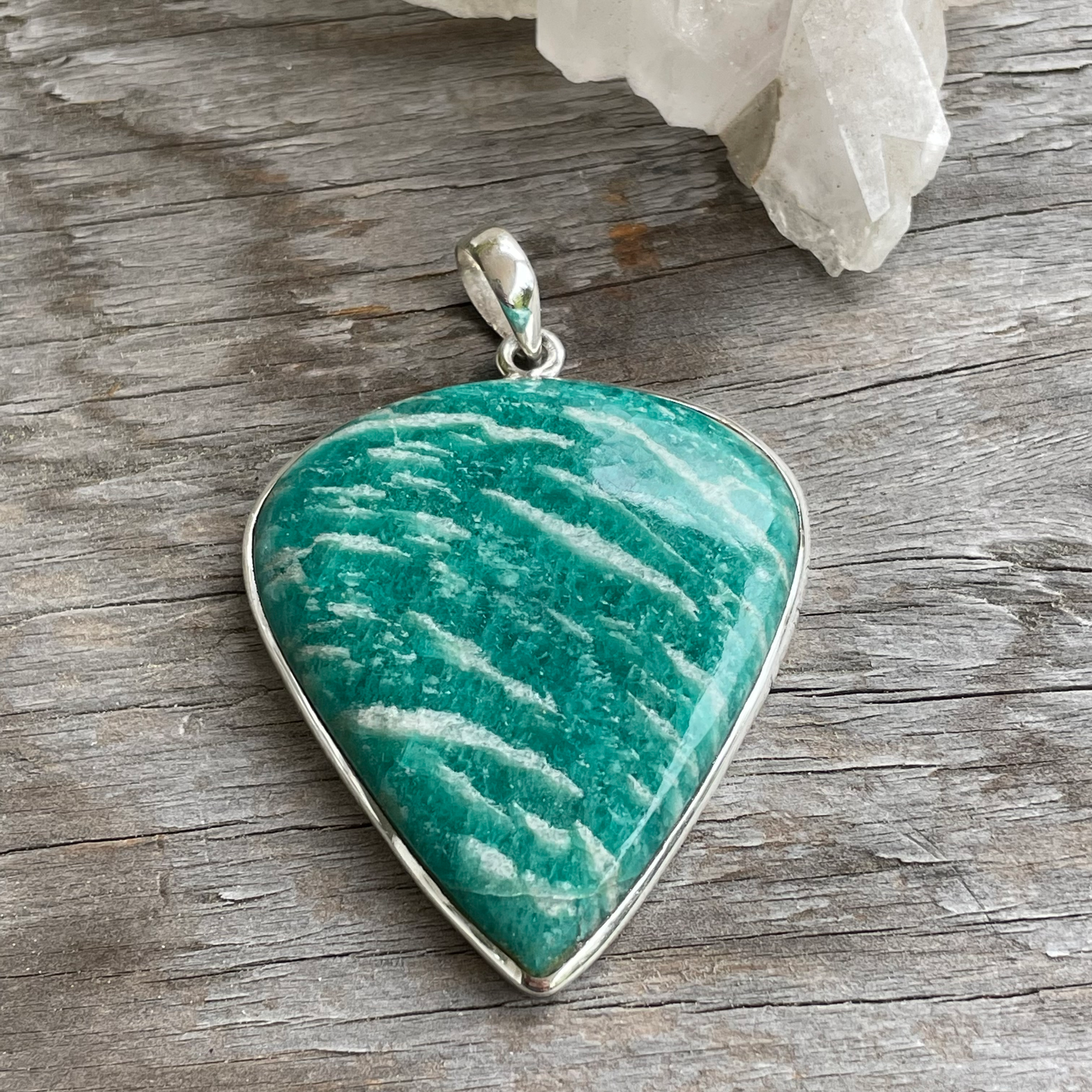 Large teardrop amazonite pendant
