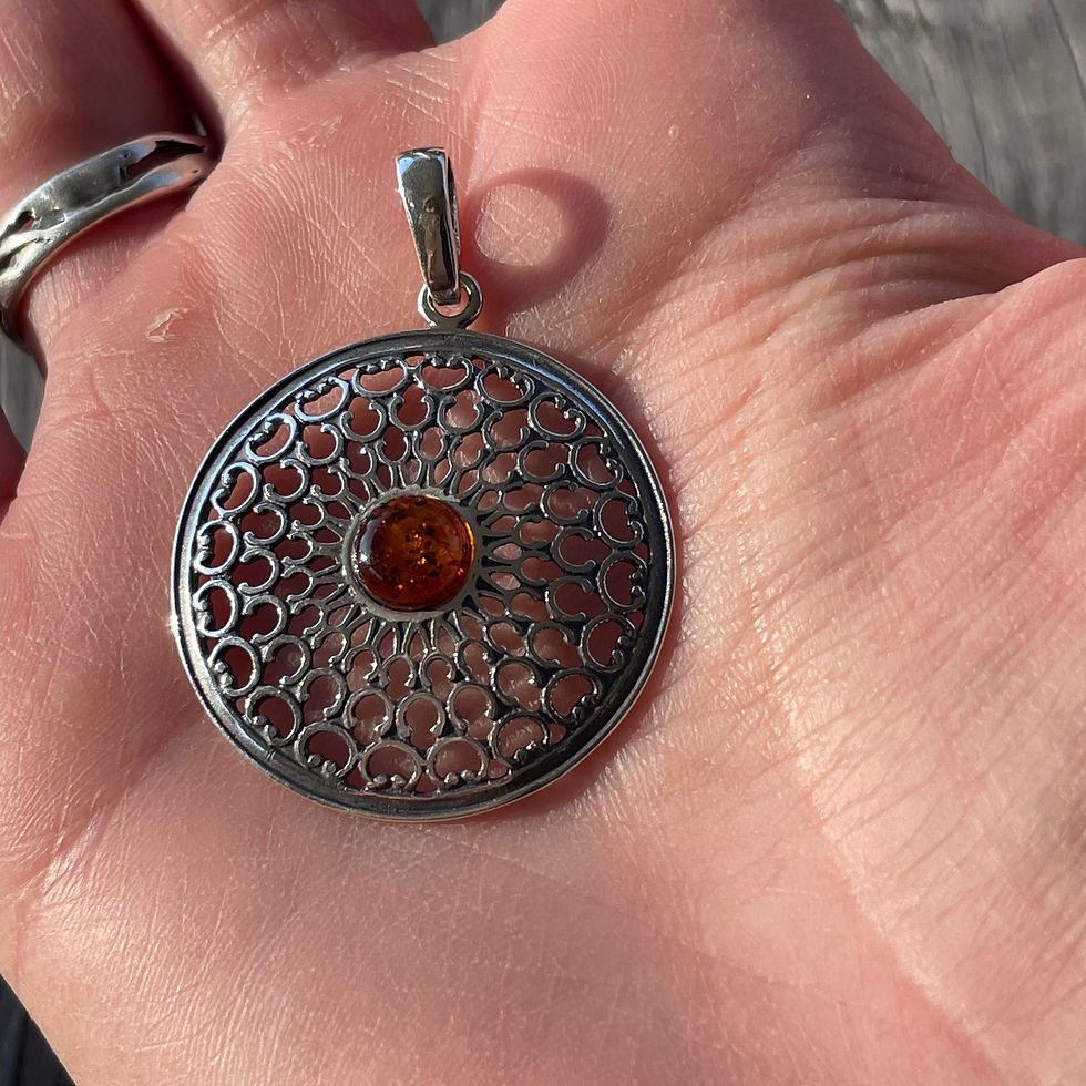 Thumbnail: Cutout design large amber pendant