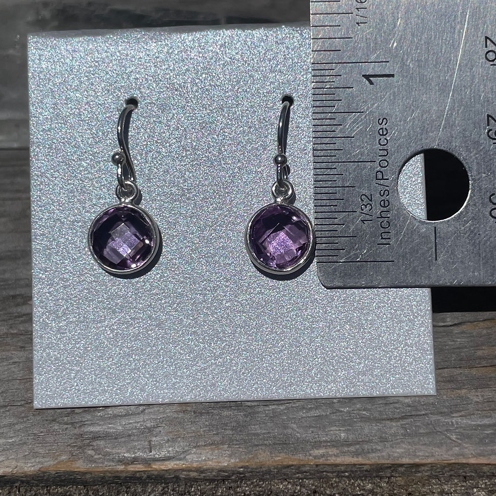 Thumbnail: Amethyst small round faceted earrings