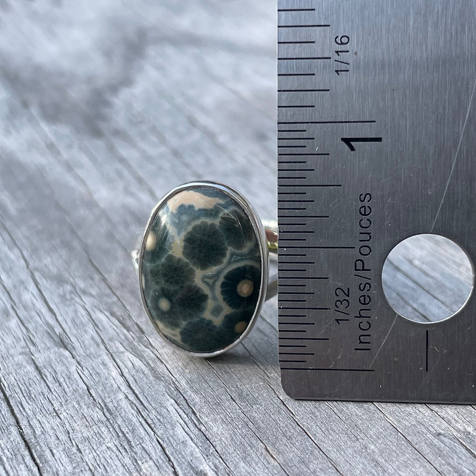 Thumbnail: Speckled oval ocean jasper ring