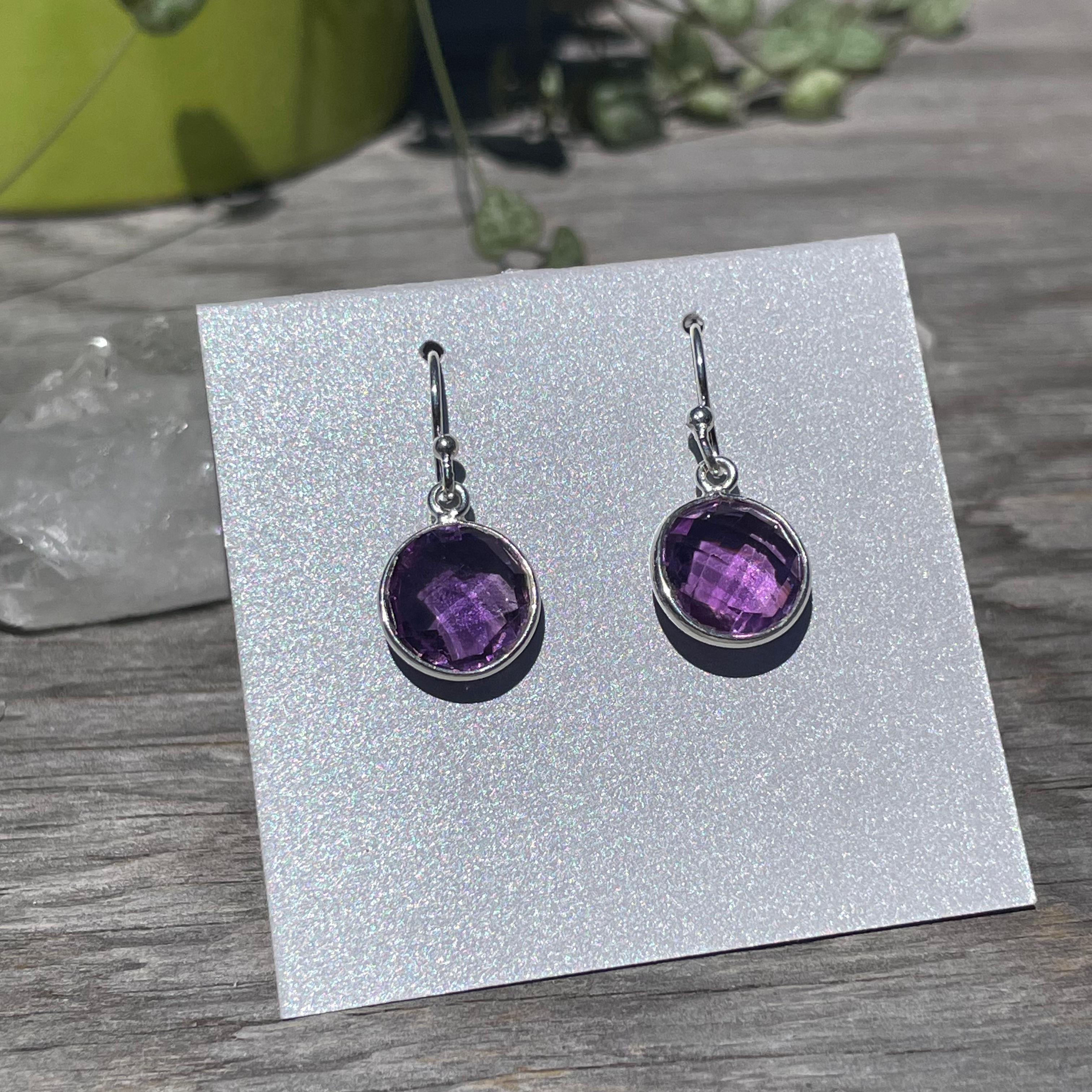 Amethyst round earrings