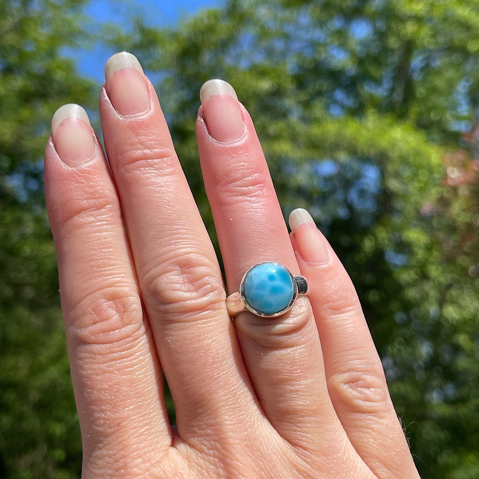 Thumbnail: Small round larimar ring