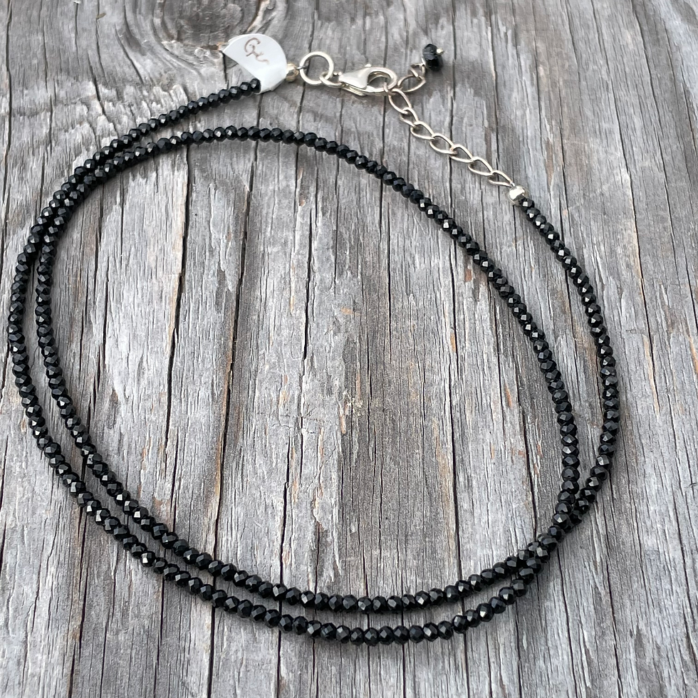 Thumbnail: GenVie Designs 20 inch small black spinel necklace 