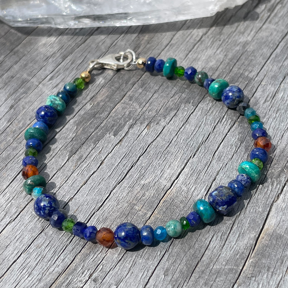 The Candy Collection Lapis, chrysocolla, hessonite garnet bracelet 7.5 inches lo