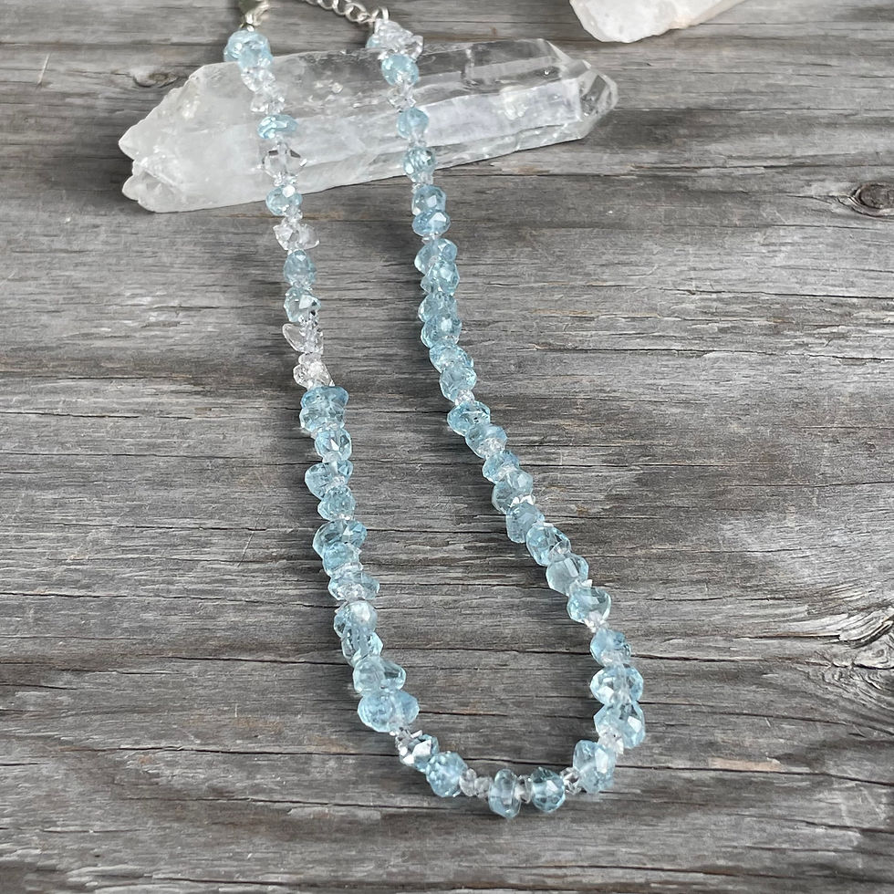 Thumbnail: GenVie Designs aquamarine and herkimer diamonds necklace