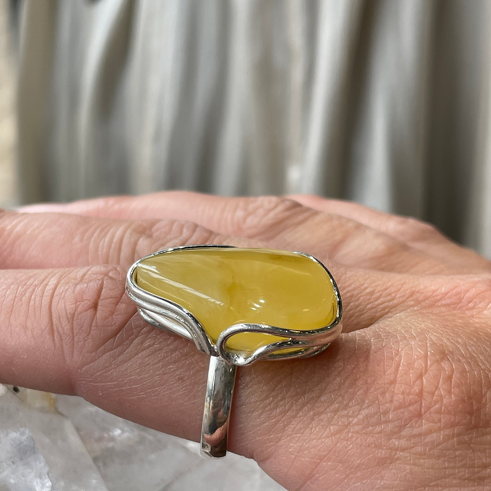 Thumbnail: Butter amber large asymmetrical ring 