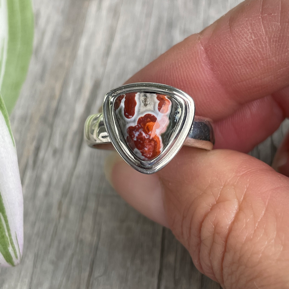 Thumbnail: Ocean jasper double bezel triangle ring