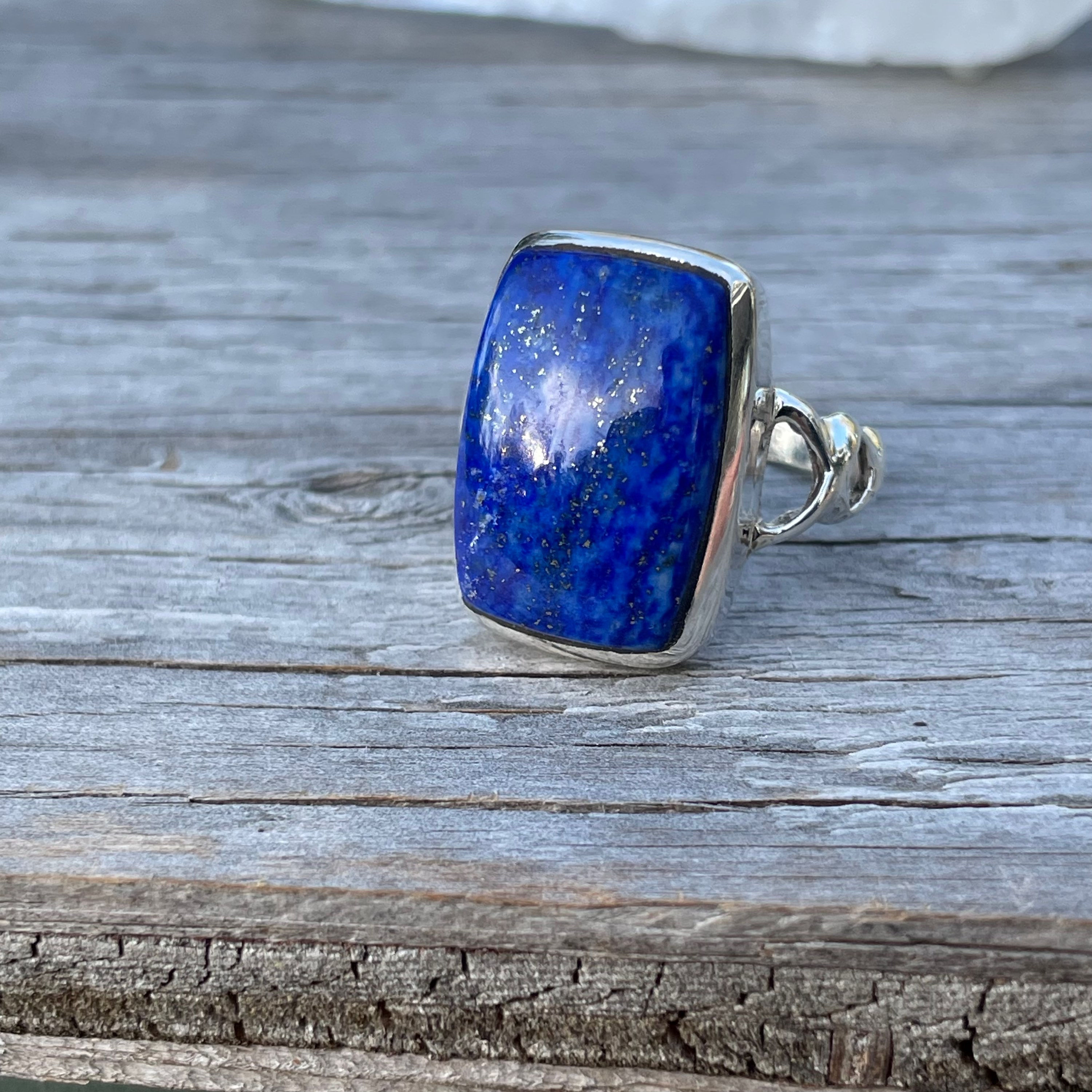 Rectangle lapis with cutout band ring 