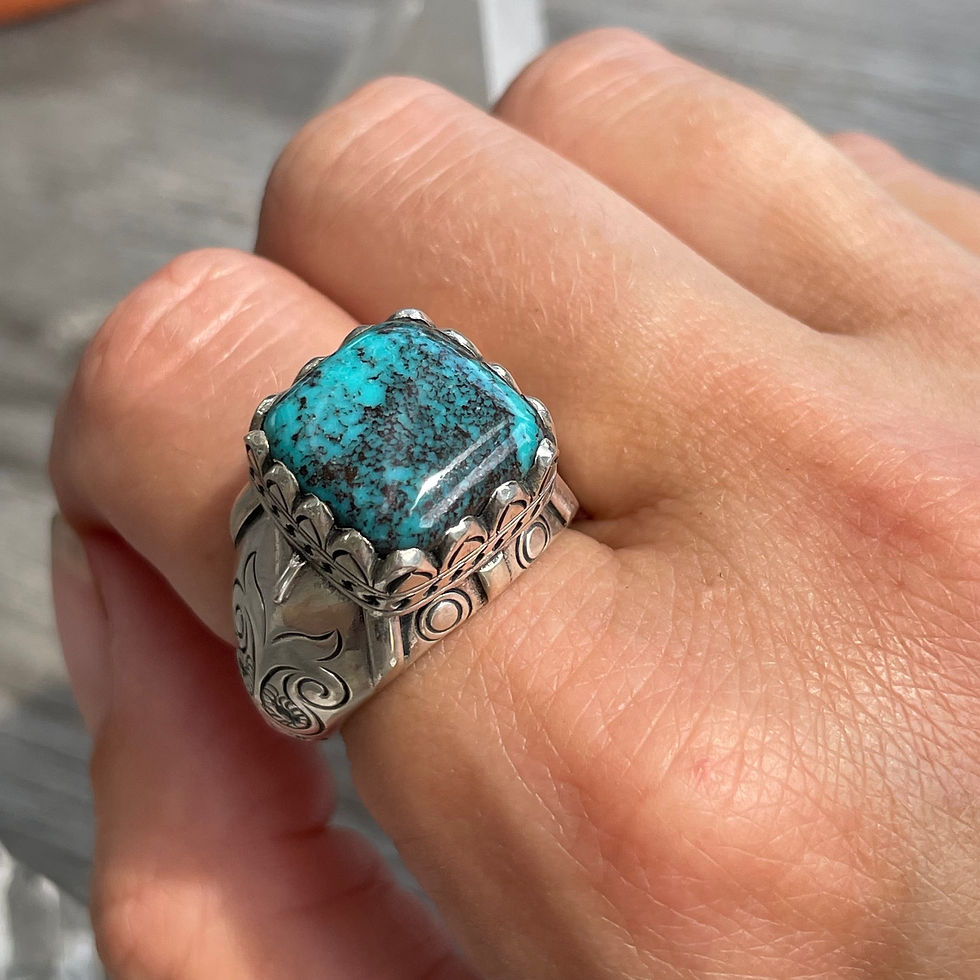 Thumbnail: Saville Designs square crown setting turquoise ring