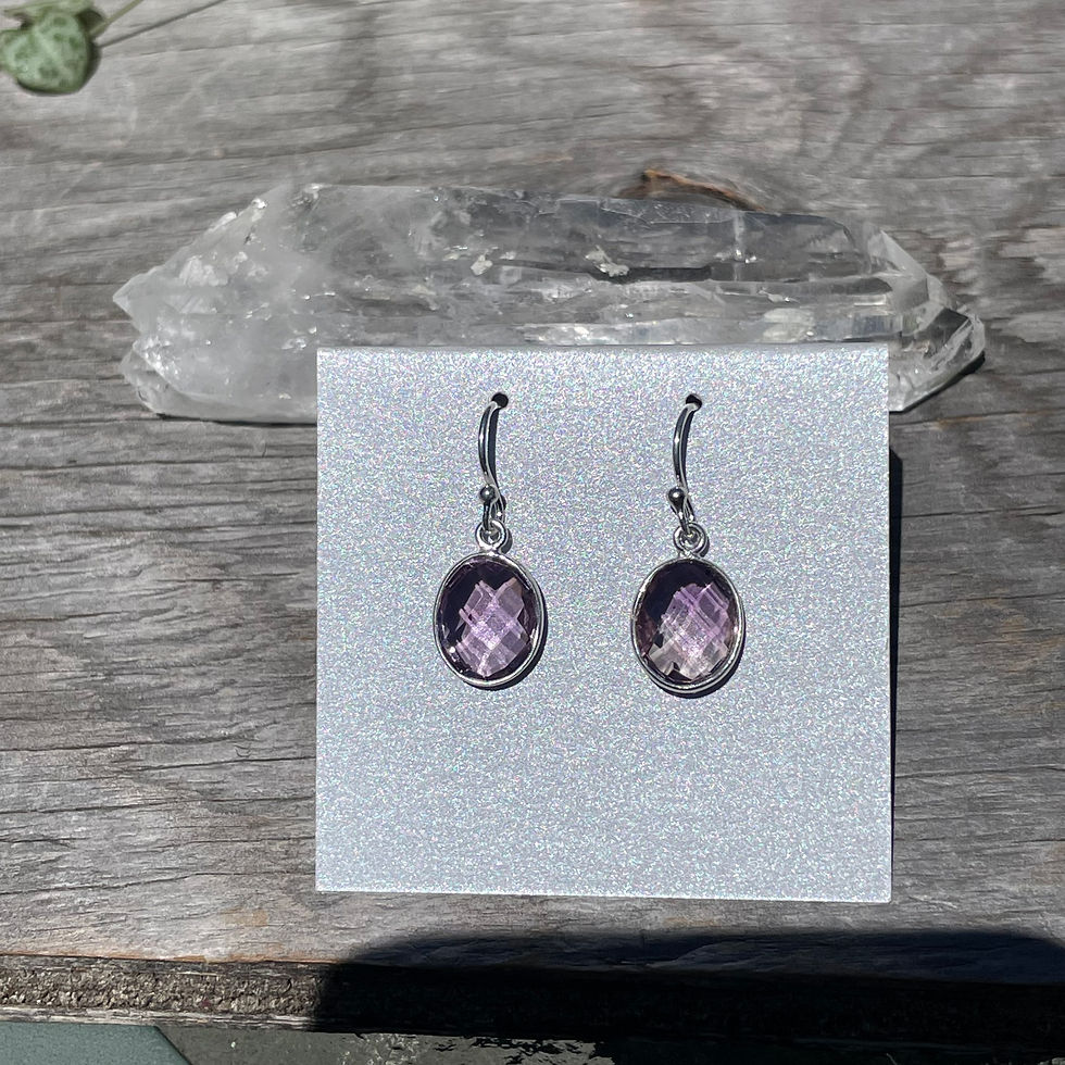Thumbnail: Amethyst oval light purple faceted earrings