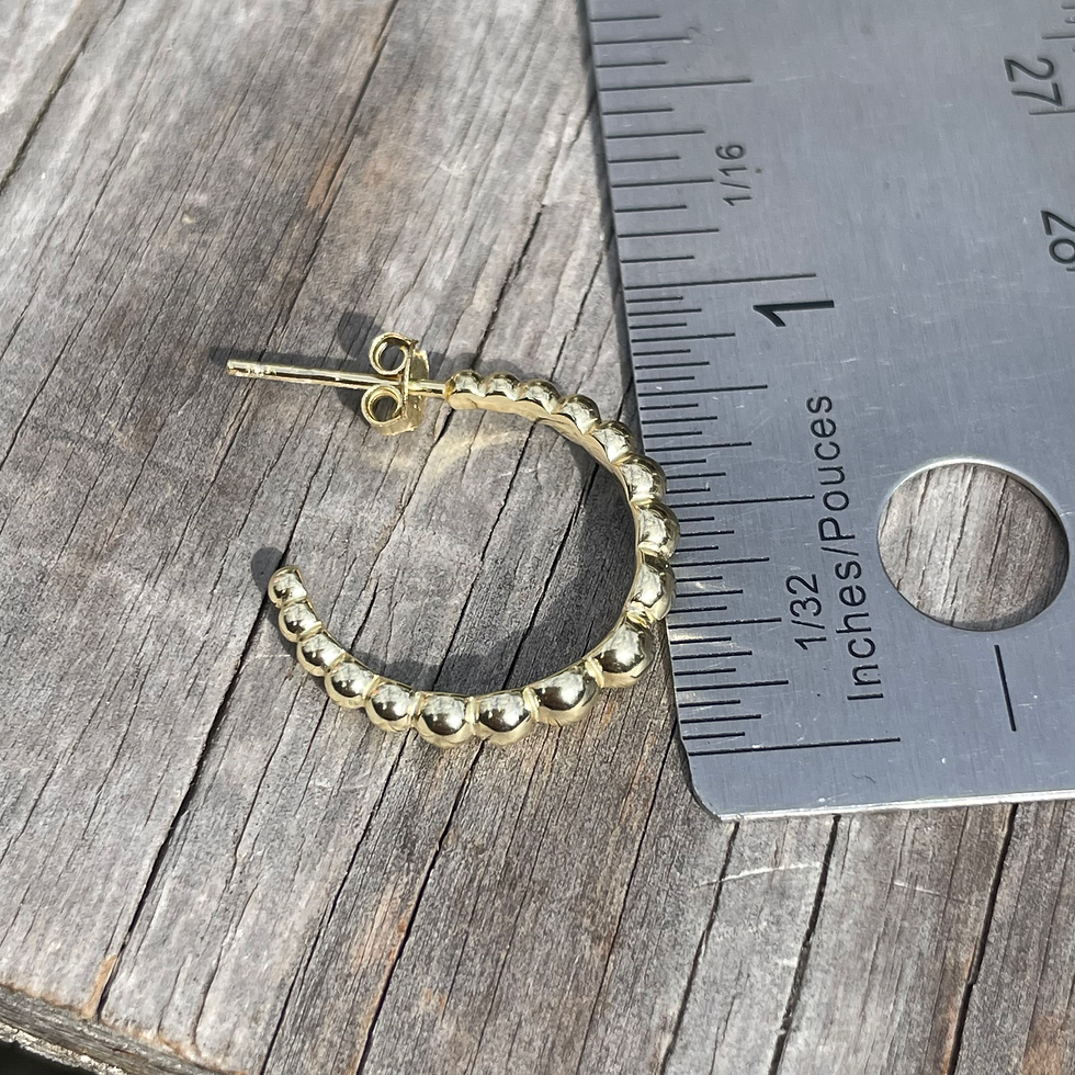 Thumbnail: Tapered dots gold stud hoops 