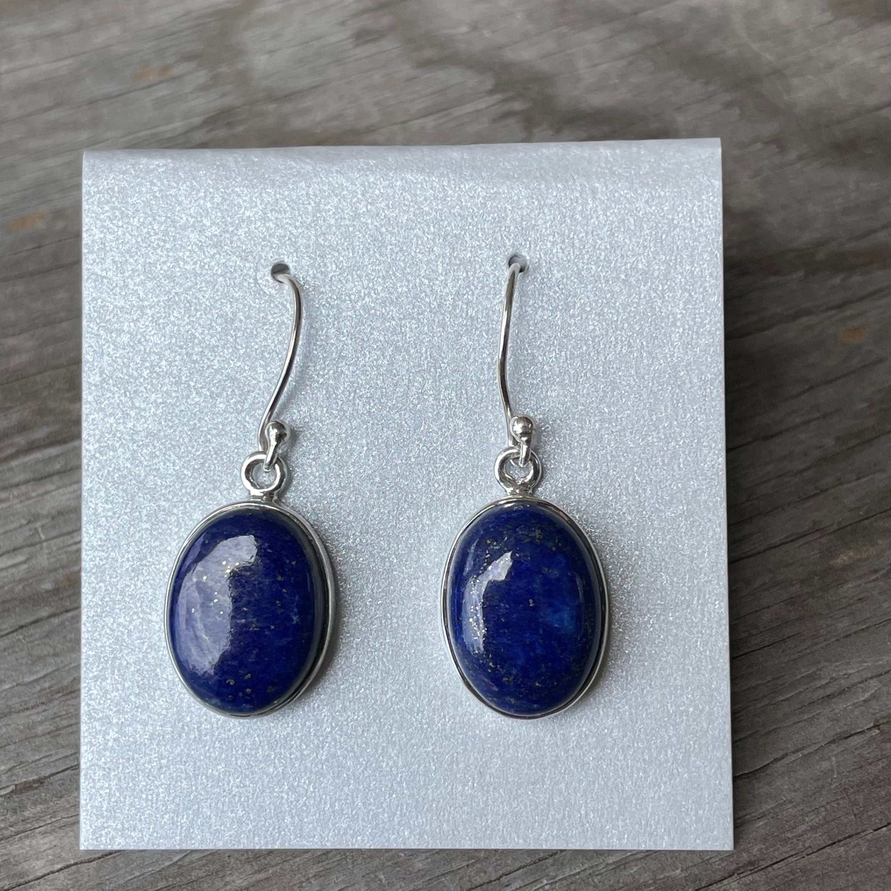 Medium oval lapis earrings