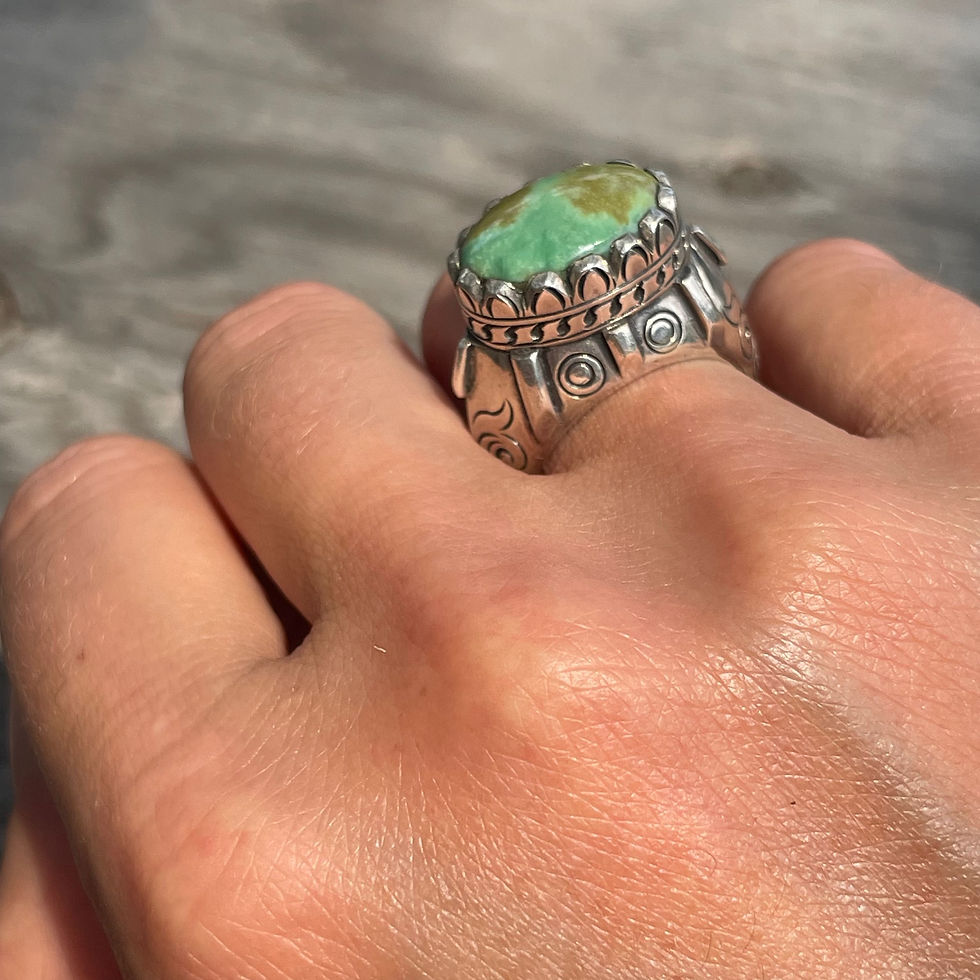 Thumbnail: Saville Designs crown style  setting green turquoise ring
