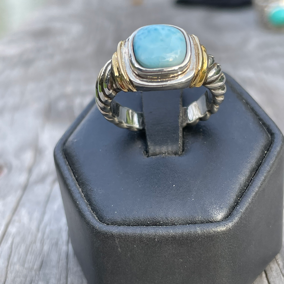 Thumbnail: Larimar with gold accents ring