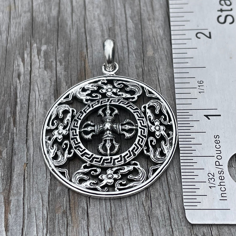 Thumbnail: Double dorje with detailed surrounding pendant