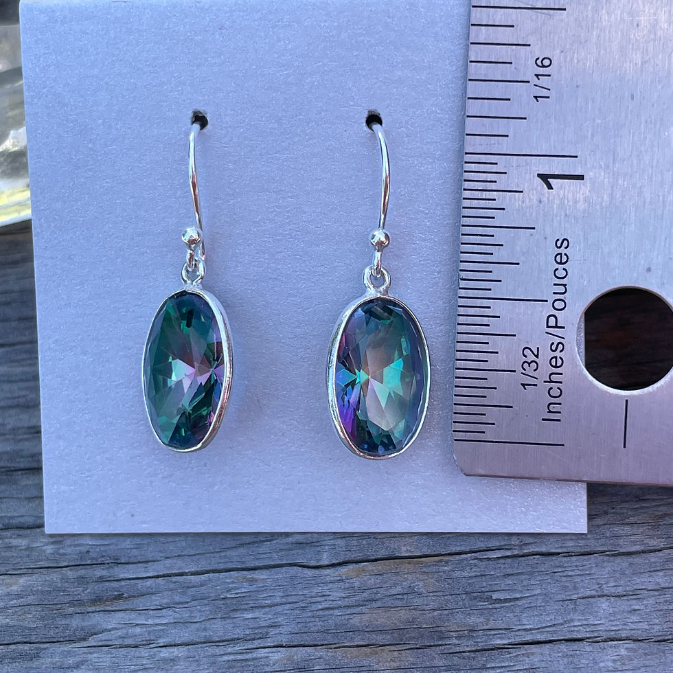 Thumbnail: Mystic quartz long oval earrings