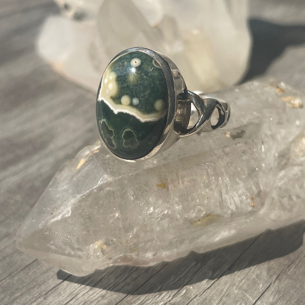 Thumbnail: Ocean jasper oval cutout band ring