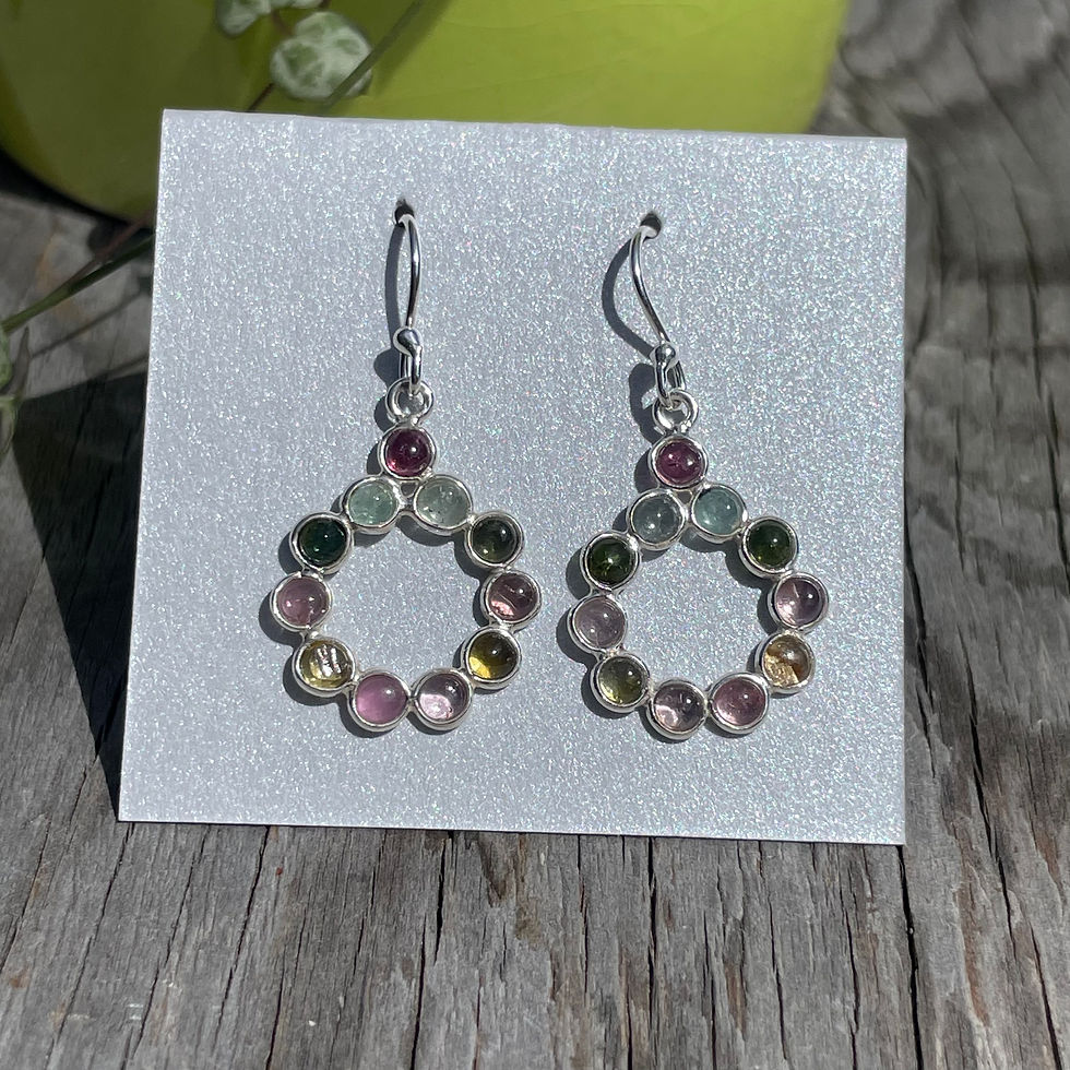 Thumbnail: Tourmaline multi stone earrings