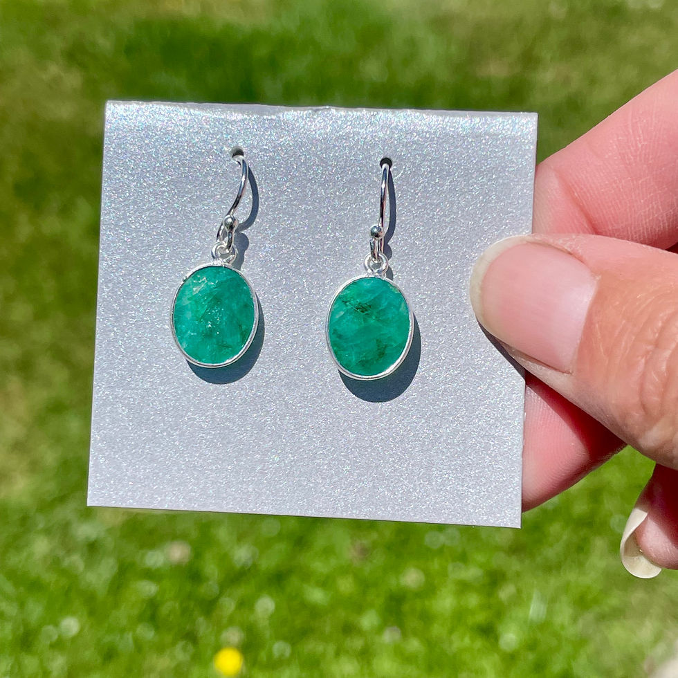 Thumbnail: Emerald oval medium faceted earrings