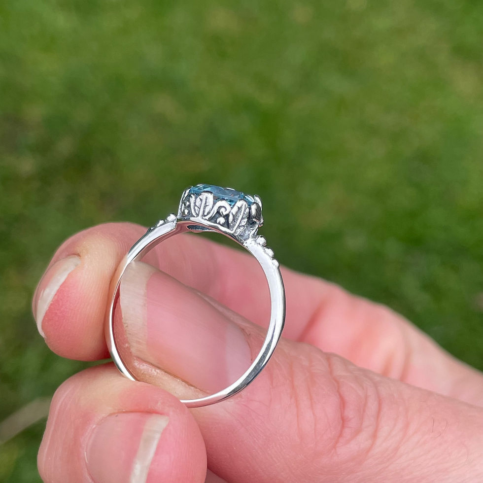 Thumbnail: Blue Topaz Floral bezel ring