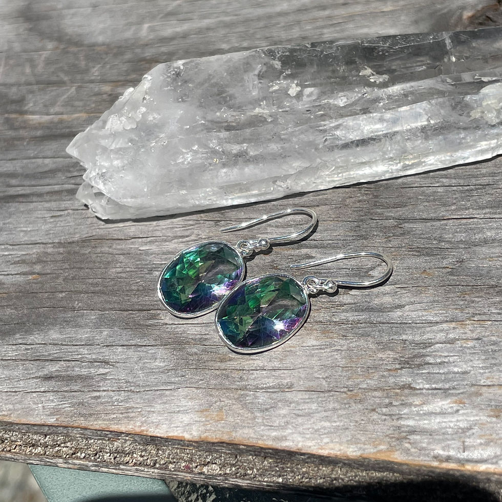 Thumbnail: Mystic quartz long oval earrings