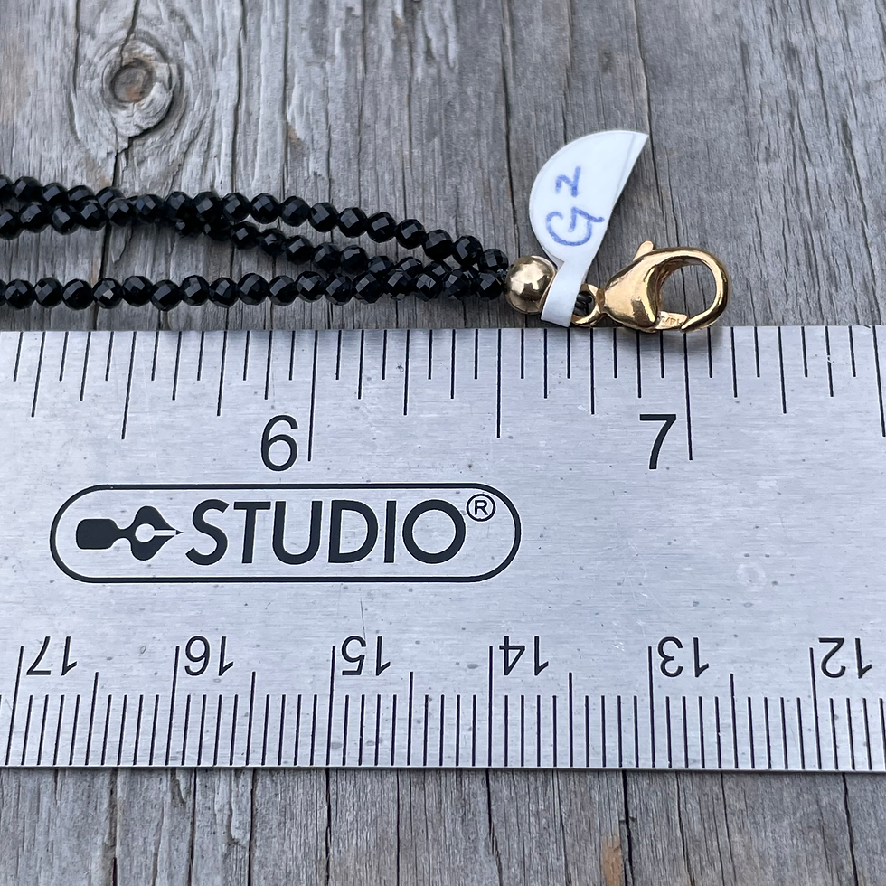 Thumbnail: GenVie Designs black spinel three strand bracelet