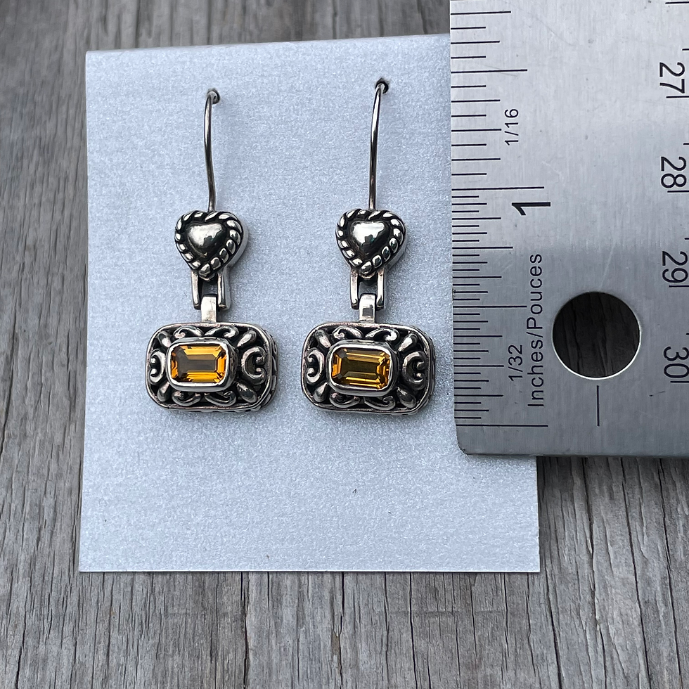 Thumbnail: Heart top citrine drop earrings