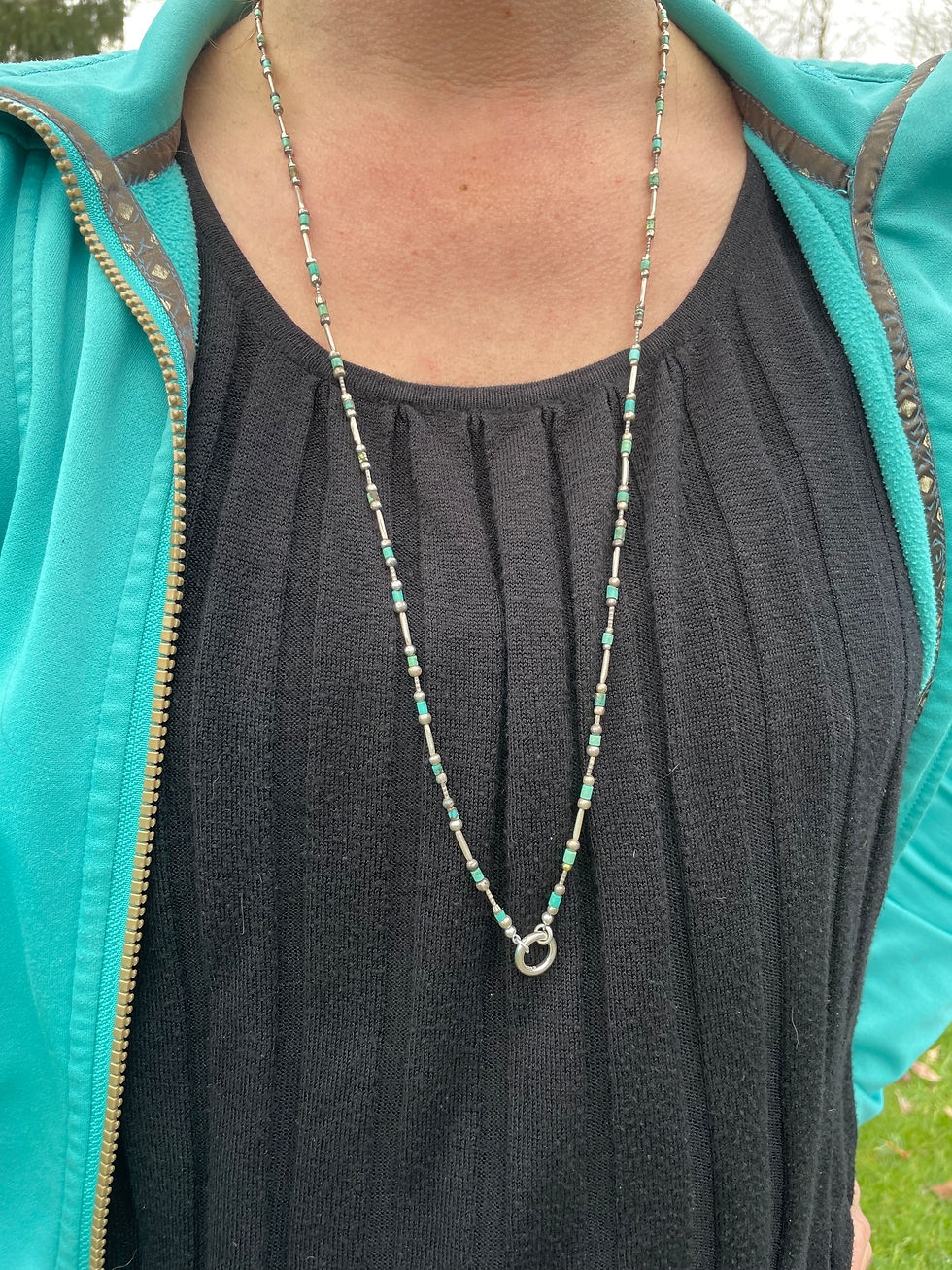 Thumbnail: GenVie Designs turquoise and silver enhancer necklace