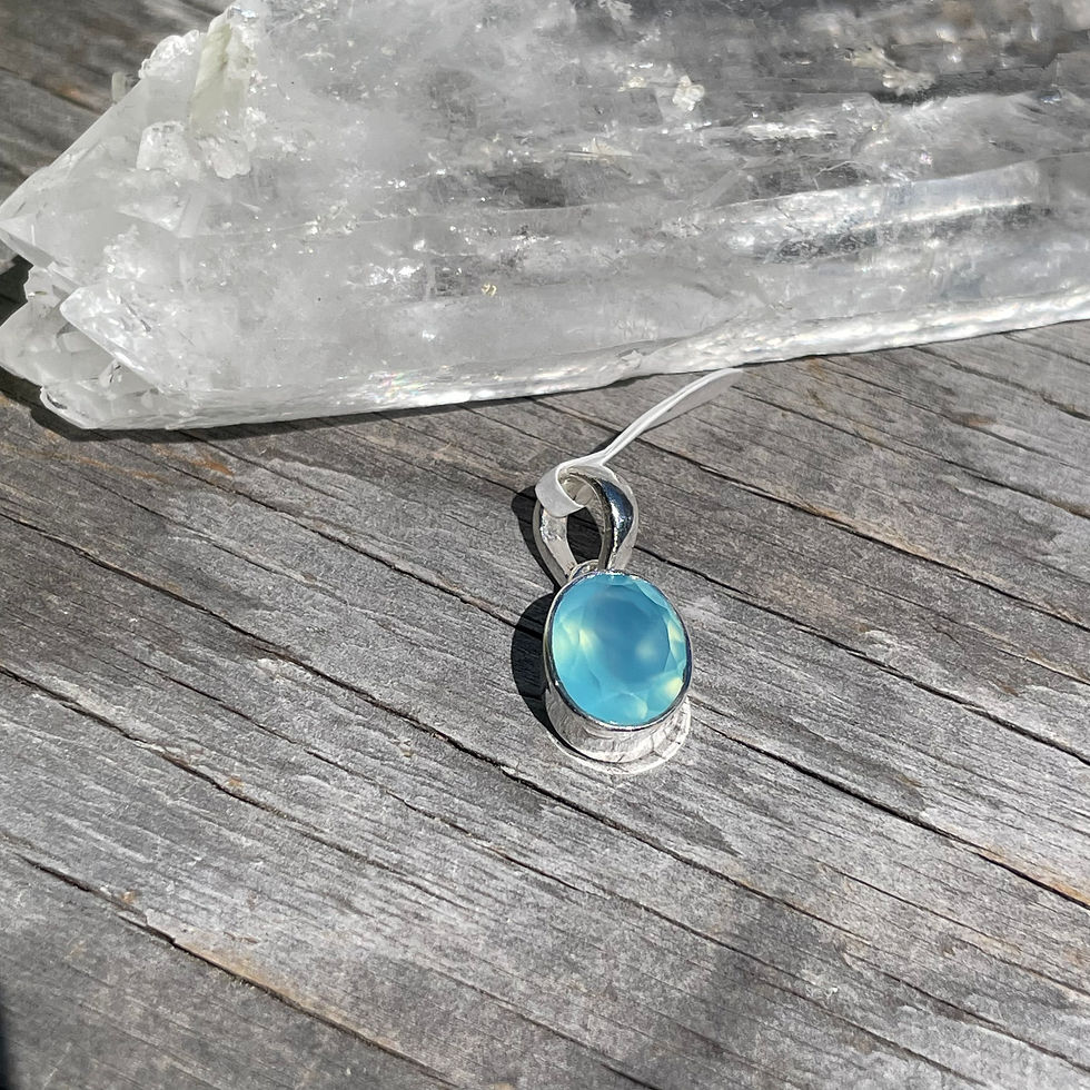 Thumbnail: Chalcedony little faceted oval pendant