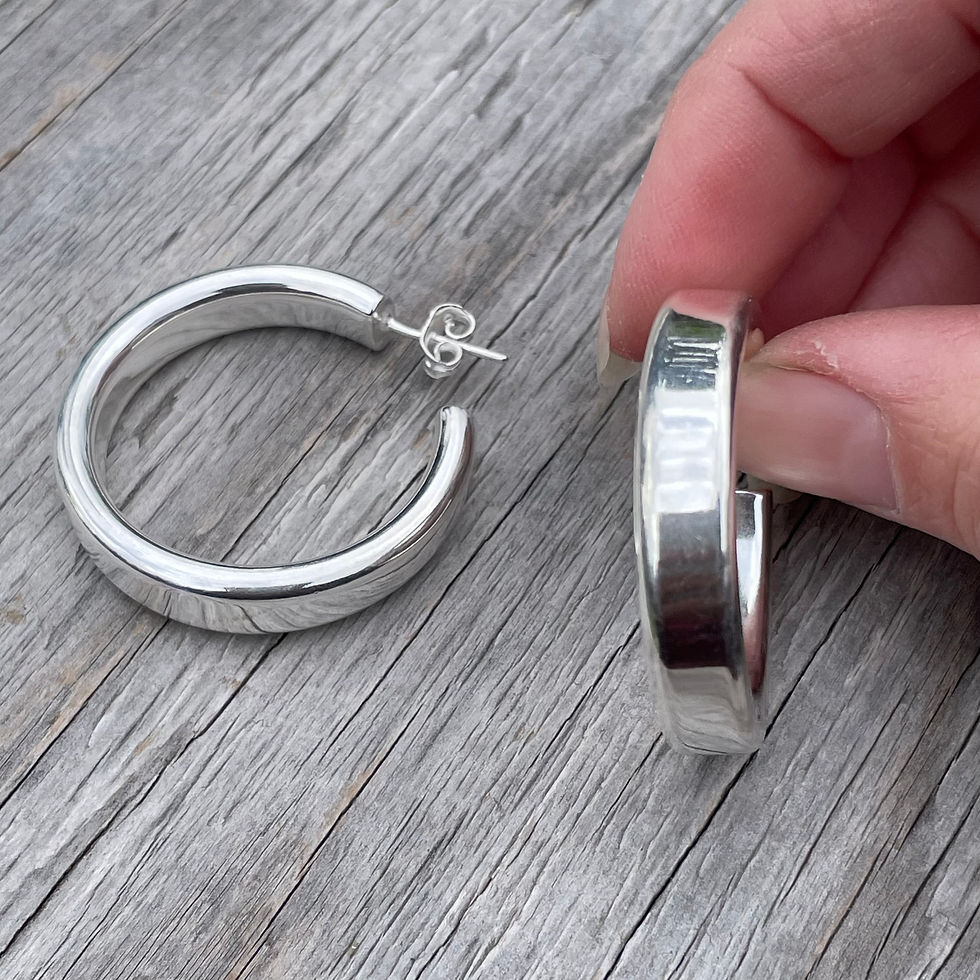 Thumbnail: Wide rounded edges large flat stud hoops